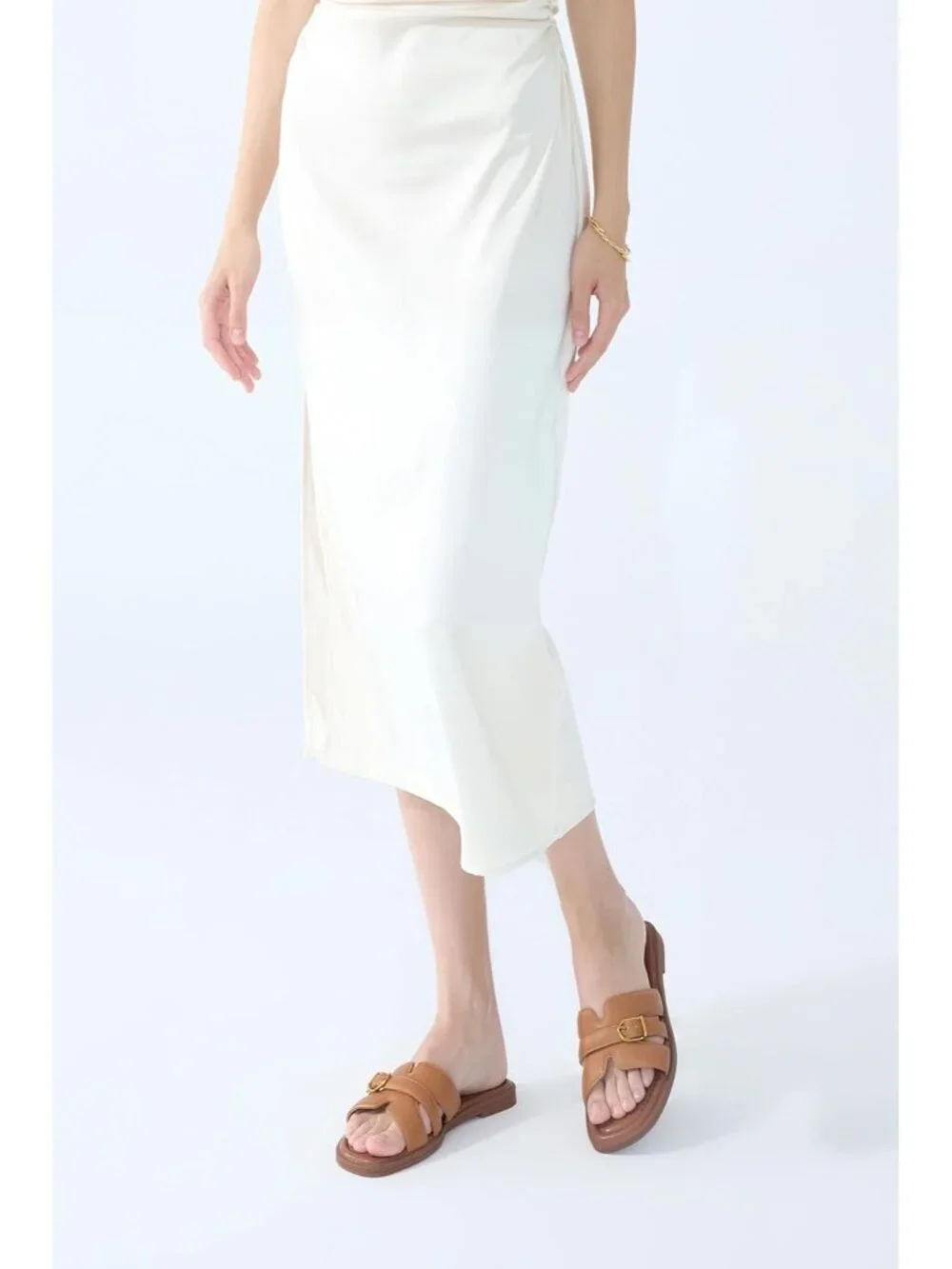 Women's Light Brown Square Toe Flat Sandals Slides Dressy Comfortable for Beach